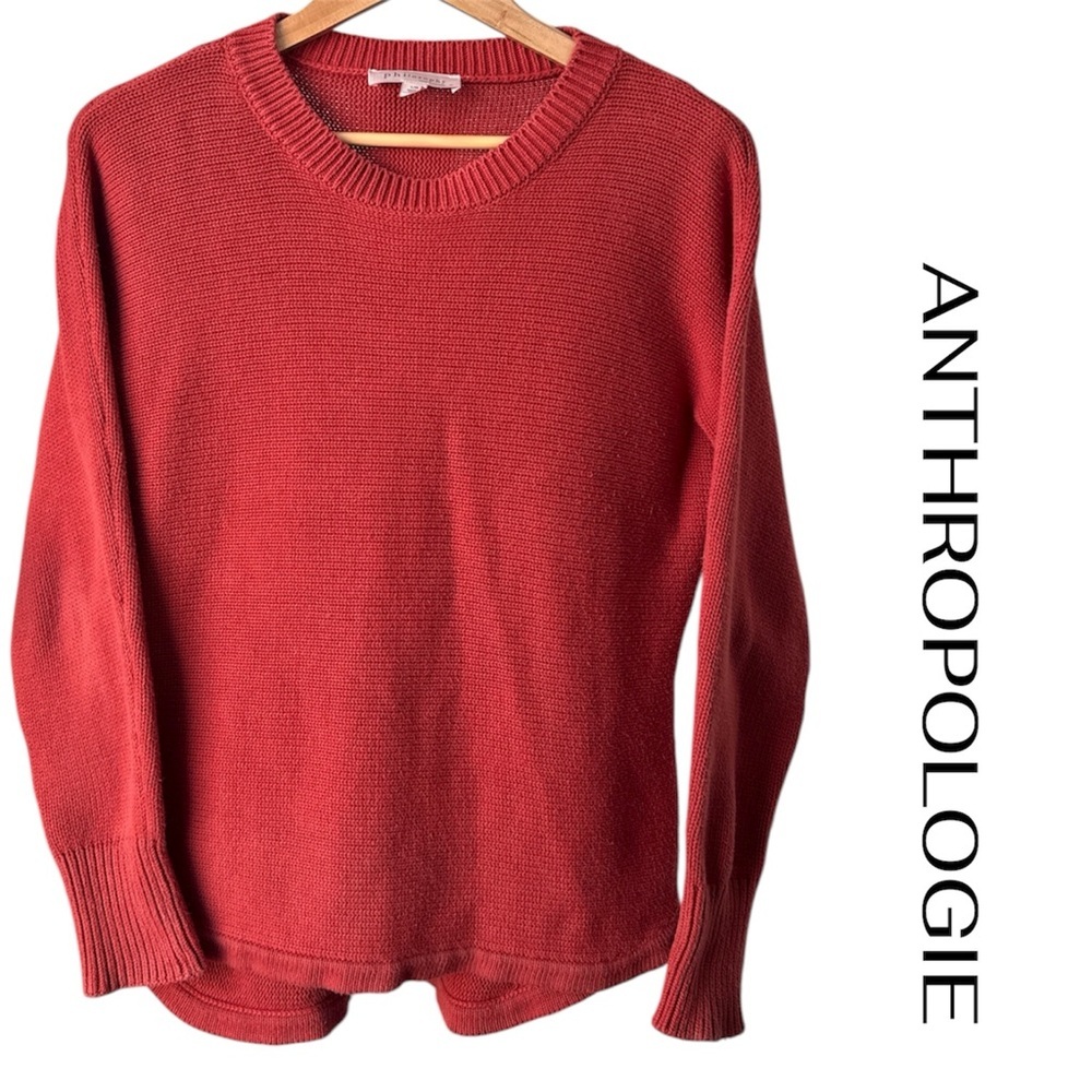 ANTHROPOLOGIE Burnt Red Crewneck Sweater | Large